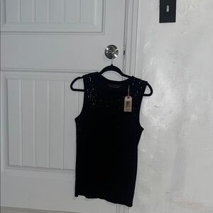 All Saints Black Sparkle Tank Top